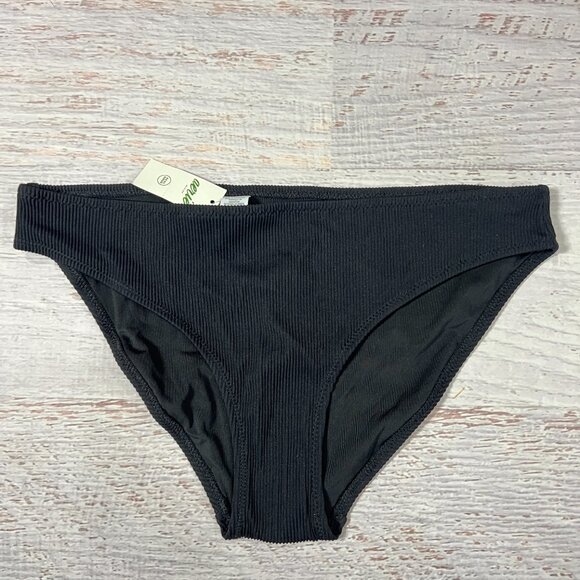 NEW Aerie Ribbed Full Coverage Bikini Bottom Size S Black NWT - Picture 1 of 7